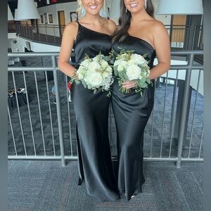 Revelry Jade Satin Dress Black Size 16 (Altered)